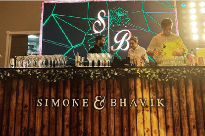An atmospheric cocktail bar set up for an event