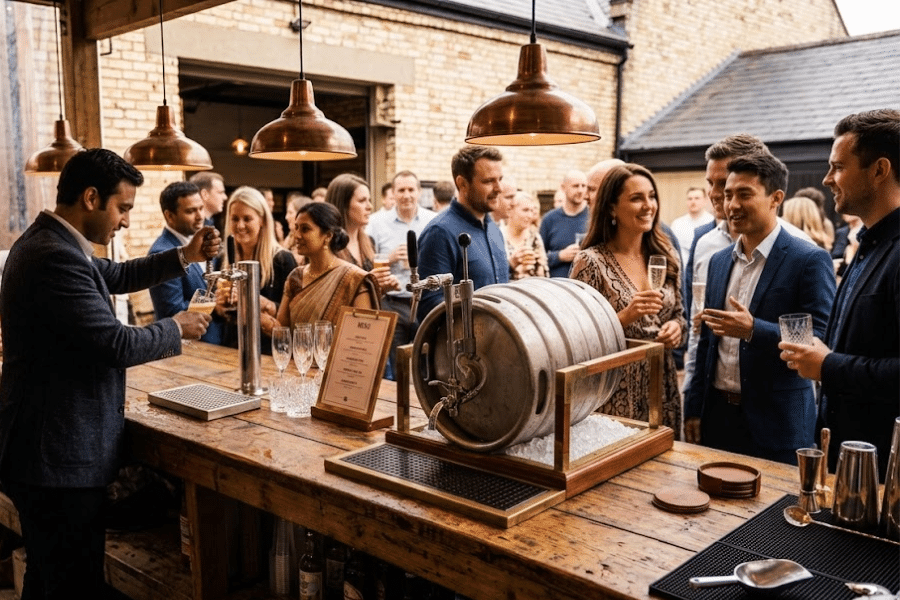Draught beer being poured from a keg tap