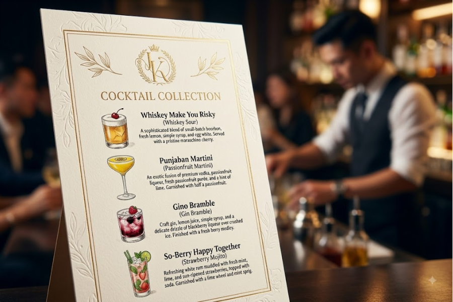 Signature cocktails from a personalised menu